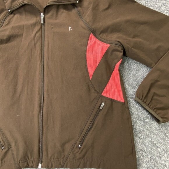 Danskin Now Jacket Womens Large Brown Windbreaker Zip Removable Sleeves Vest - Picture 3 of 14